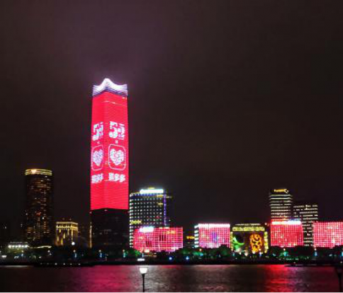 上海外滩白玉兰广场未来之光户外LED灯光秀